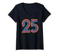 Mujer Número 25, veinticinco Aniversario Hombres Mujeres 25 cumpleaños Camiseta Cuello V