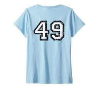Mujer Número 49 (Vintage Negro/Blanco) No. 49 Camiseta Cuello V