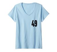 Mujer Número Cuarenta y Nueve # 49 Uniforme de Equipo Deportivo Cumpleaños 49 Camiseta Cuello V