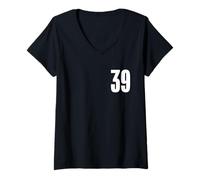 Mujer Número Treinta y Nueve #39 Uniforme de Equipo Deportivo Cumpleaños 39 Camiseta Cuello V