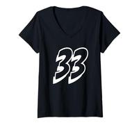 Mujer Número Treinta y Tres # 33 para el Evento de Uniforme de Equipo Deportivo 33 Camiseta Cuello V