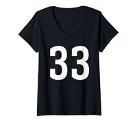 Mujer Número Treinta y Tres # 33 Uniforme de Equipo Deportivo Cumpleaños 33 Camiseta Cuello V