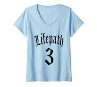 Mujer NUMEROLOGÍA Nacimiento Camino DE LA Vida 3 Tres NÚMERO ÁNGEL Camiseta Cuello V