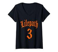 Mujer NUMEROLOGÍA Nacimiento Camino DE LA Vida 3 Tres NÚMERO ÁNGEL Camiseta Cuello V