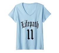 Mujer NUMEROLOGÍA Nacimiento Camino DE Vida 11 Dos Once ÁNGEL NO Camiseta Cuello V