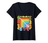 Mujer Números de Dinosaurio para Amantes de Las matemáticas, un Cuadrado de multiplicación de Dinosaurios Camiseta Cuello V