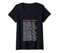 Mujer Números de Emergencia versículos de la Biblia Call Upon Me In Time of Need Camiseta Cuello V
