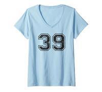 Mujer Números Deportivos Vintage 39 Treinta y Nueve Camiseta Cuello V