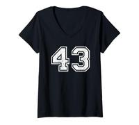 Mujer Números Deportivos Vintage 43 Cuarenta y Tres Camiseta Cuello V