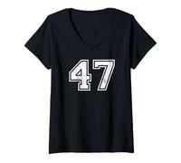 Mujer Números Deportivos Vintage 47 Cuarenta y Siete Camiseta Cuello V