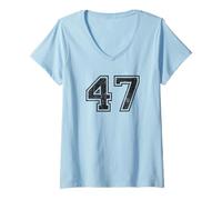 Mujer Números Deportivos Vintage 47 Cuarenta y Siete Camiseta Cuello V