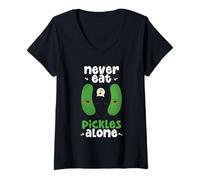 Mujer Nunca Comas pepinillos Solo Pepinos Pepino Verduras Encurtidos Camiseta Cuello V