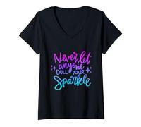 Mujer Nunca Dejes Que Nadie embote tu Chispa Mujer Motivacional Camiseta Cuello V