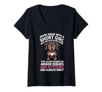 Mujer Nunca discutas con una Chica Baja Que Tiene una A en su Nombre Divertido Camiseta Cuello V