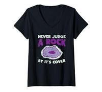 Mujer Nunca juzgues a una Roca por su Portada Funny Rockhounding Camiseta Cuello V