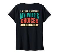 Mujer Nunca le preguntes a mi esposa Soy su marido ARTE EN LA ESPALDA Camiseta Cuello V