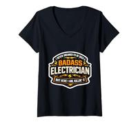 Mujer Nunca soñé Que sería un Electricista Tan rudo Pero aquí Camiseta Cuello V