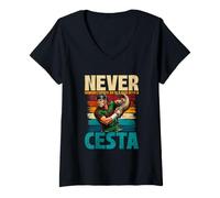 Mujer Nunca Subestimes a un Anciano con una Cesta Camiseta Cuello V