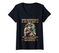Mujer Nunca subestimes a un anciano con una moto de cross nacida en marzo Camiseta Cuello V