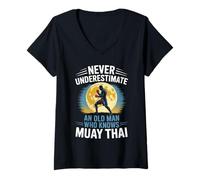 Mujer Nunca subestimes a un anciano que conoce al abuelo Muay Thai Camiseta Cuello V