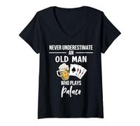 Mujer Nunca subestimes a un anciano que juega Palace Camiseta Cuello V