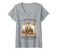 Mujer Nunca Subestimes a un Anciano Que va a Pescar en Sus 80 años Camiseta Cuello V