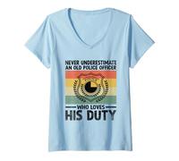 Mujer Nunca subestimes a un viejo policía que ama su deber Camiseta Cuello V