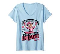 Mujer Nunca Subestimes a una anciana Que ama el Baile en línea Camiseta Cuello V