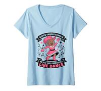 Mujer Nunca Subestimes a una anciana Que ama el Baile en línea Camiseta Cuello V