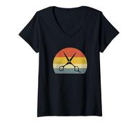 Mujer Nunca subestimes a una anciana que ama el peinado de tijeras Camiseta Cuello V