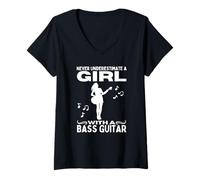 Mujer Nunca subestimes a una chica con bajo Mujer Bajo Camiseta Cuello V