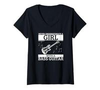 Mujer Nunca subestimes a una chica con bajo Mujer Bajo Camiseta Cuello V