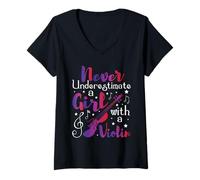 Mujer Nunca Subestimes a una Chica con violín - Violinista Camiseta Cuello V