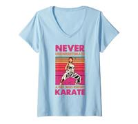 Mujer Nunca Subestimes a una Chica Que Conoce Artes Marciales de Karate Camiseta Cuello V
