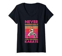Mujer Nunca Subestimes a una Chica Que Conoce Artes Marciales de Karate Camiseta Cuello V