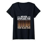 Mujer Nunca te disculpes por Tus Pensamientos Negros Lealtades Motivos Camiseta Cuello V