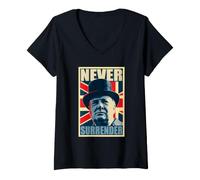 Mujer Nunca te Rindas, Churchill Camiseta Cuello V