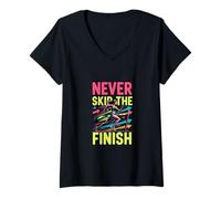 Mujer Nunca te saltes el Acabado Diseño de motivación para Correr Camiseta Cuello V