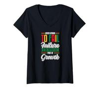 Mujer Nunca tengas miedo de fallar Crecimiento RBG Black History Empoderamiento Camiseta Cuello V