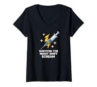 Mujer Nurse Survived The Night Shift Scream Camiseta Cuello V