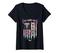 Mujer Nurse Week 2026 Apreciación Bandera Americana Vida de enfermería Camiseta Cuello V