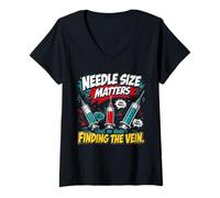 Mujer Nurses Needle Size Matters Funny Nursing Camiseta Cuello V