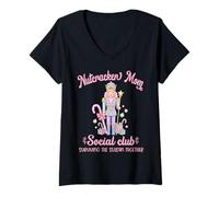Mujer Nutcracker Mom Social Club Surviving Season Together Retro Camiseta Cuello V