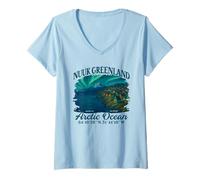 Mujer Nuuk Groenlandia Souvenir Reino de Dinamarca Océano Ártico Camiseta Cuello V