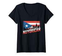 Mujer Nuyorican New York Puerto Rico Boricua Pride Puerto Rico Camiseta Cuello V
