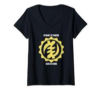 Mujer NYAME YE OHENE Dios es Rey Supremacía Divina Gyaman Adinkra Camiseta Cuello V