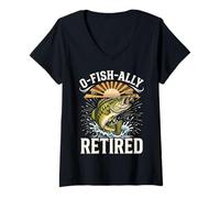 Mujer O-Fish-Ally Retired 2026 Fishing Retirement Funny Fisherman Camiseta Cuello V