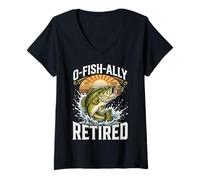Mujer O-Fish-Ally Retired 2026 Fishing Retirement Funny Fisherman Camiseta Cuello V