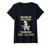Mujer Oak Island/Treasure Hunting Oak Island Mystery Camiseta Cuello V