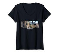 Mujer Oaxaca Ciudad de México State Travel Holiday Vintage Retro Style Camiseta Cuello V